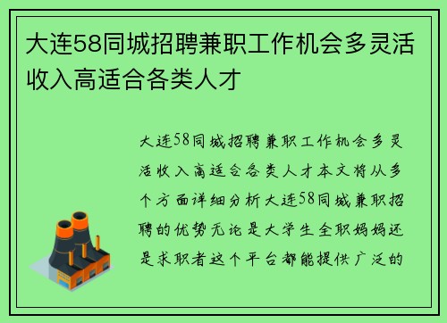 大连58同城招聘兼职工作机会多灵活收入高适合各类人才