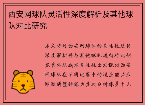 西安网球队灵活性深度解析及其他球队对比研究